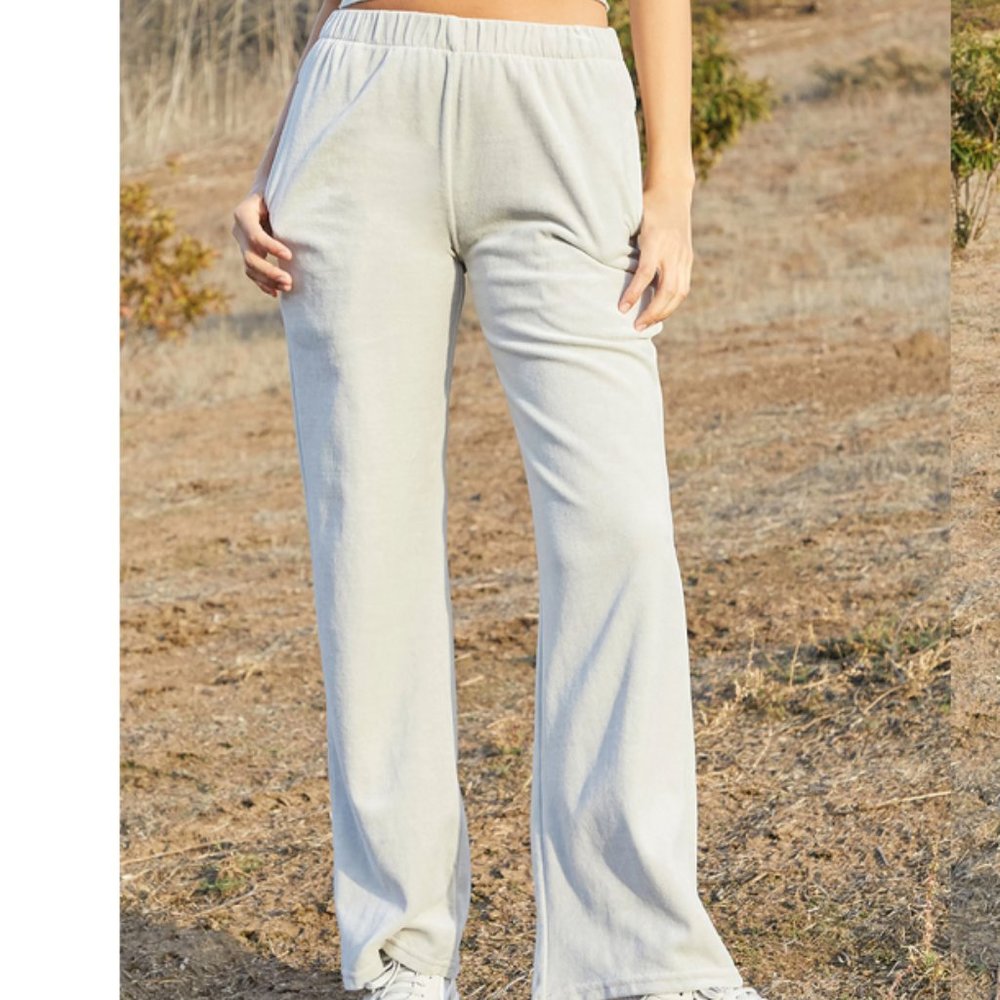 John Galt Sage Green Velour Anastasia Sweatpants